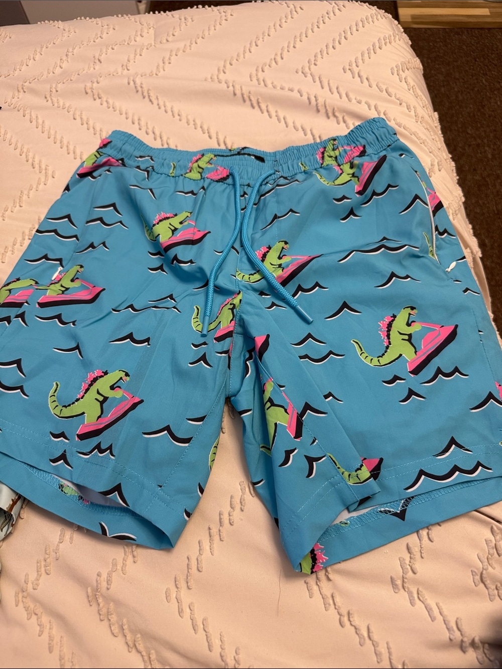 Blue Novelty Alligator Jet Ski Swim Trunks
